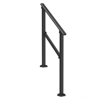 2-3 Outdoor Handrails for Seniors Porch Deck Black Square Tube Steel