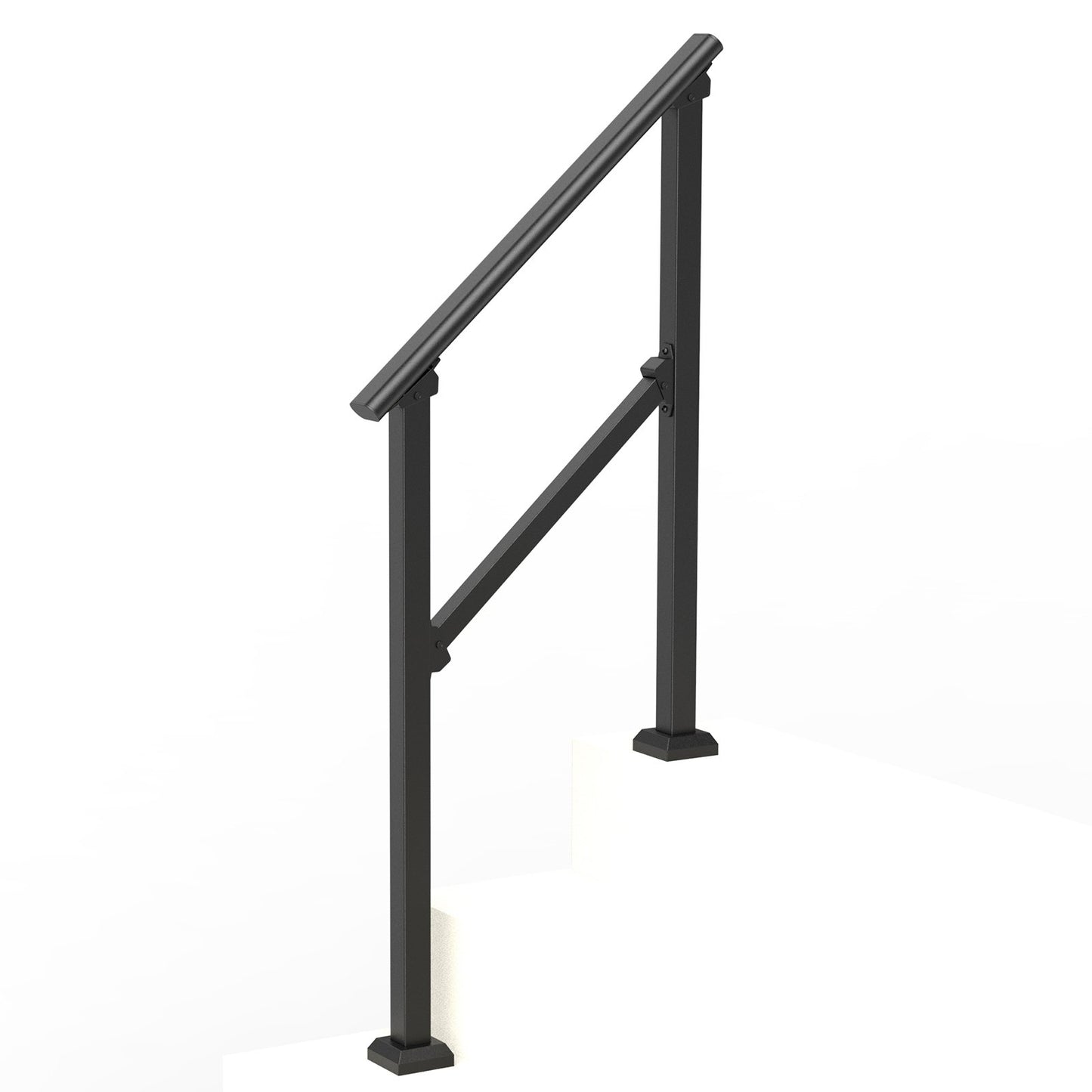 2-3 Outdoor Handrails for Seniors Porch Deck Black Square Tube Steel