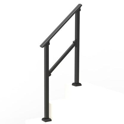 2-3 Outdoor Handrails for Seniors Porch Deck Black Square Tube Steel