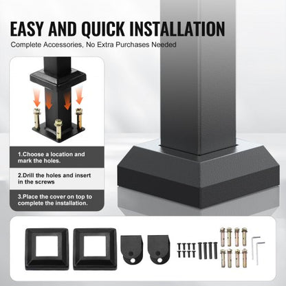 Outdoor Handrail for 2-3 Step Stairs Black Square Tube Easy Installation | EU