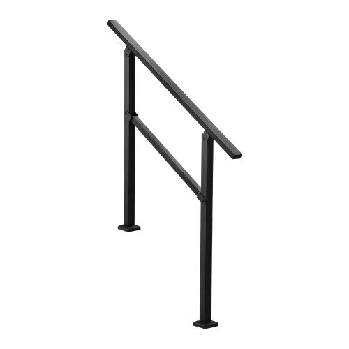 Outdoor Handrail for 2-3 Step Stairs Black Square Tube Easy Installation | EU