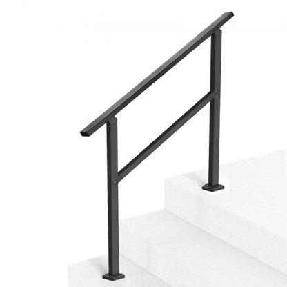 Outdoor Handrail for 2-3 Step Stairs Black Square Tube Easy Installation | EU