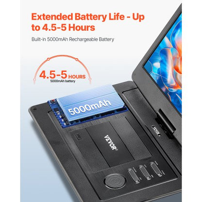 Bärbar DVD-spelare 396 mm HD Vridbar Skärm 4,5-5 Timmars Batteritid