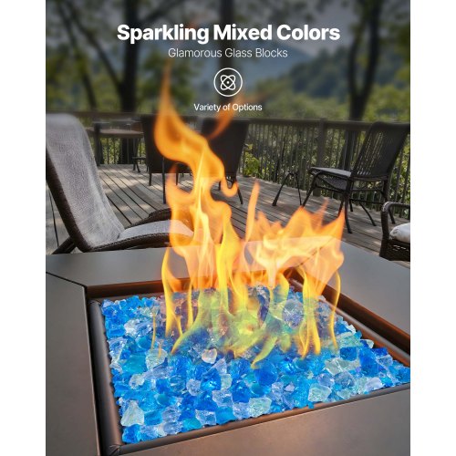 10 LBS Fire Glass 3/4-Inch Fire Glass Stones for Fireplace 3 Colors | EU