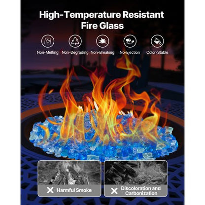10 LBS Fire Glass 3/4-Inch Fire Glass Stones for Fireplace 3 Colors | EU