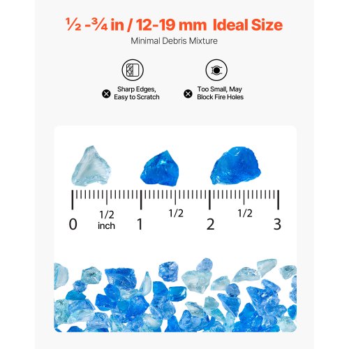 10 LBS Fire Glass 3/4-Inch Fire Glass Stones for Fireplace 3 Colors | EU