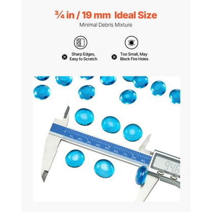 20 kg fire glass 3/4-inch fire glass stones for fireplace Caribbean blue | EU