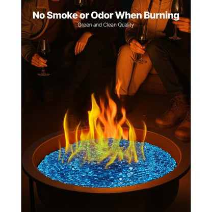 10LBS Fire Glass 3/4-Inch Fire Glass Stones for Fireplace Caribbean Blue | EU