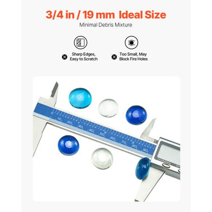 10LBS Fire Glass 3/4-Inch Round Fire Glass Stones for Fireplace 3 Colors | EU