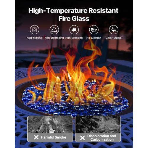4.5 kg fire glass 1.8 mm glass stones for fireplace, cobalt blue | EU
