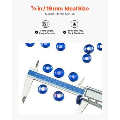 4.5 kg fire glass 1.8 mm glass stones for fireplace, cobalt blue | EU