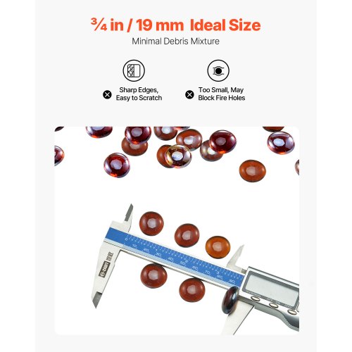 10LBS Fire Glass 3/4-inch Fire Glass Stones for Fireplace Rich Amber | EU