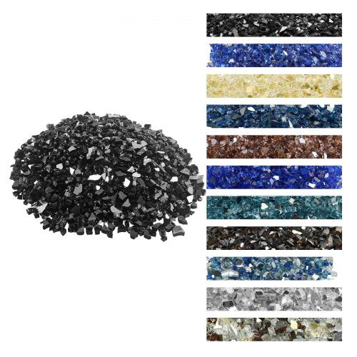 20 LBS Fire Glass 1/2-Inch Fire Glass Stones for Fire Pit Table Black | EU