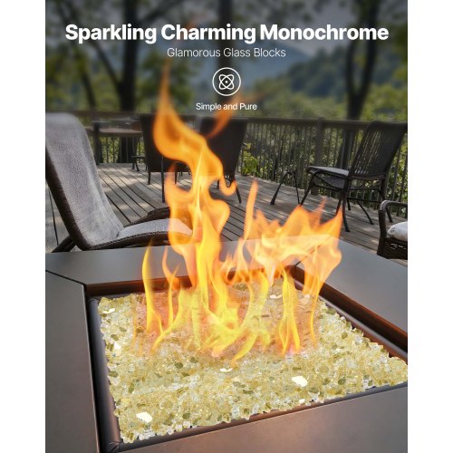 10 LBS Fire Glass 1/2-Inch Fire Glass Stones for Fire Pit Table Gold | EU
