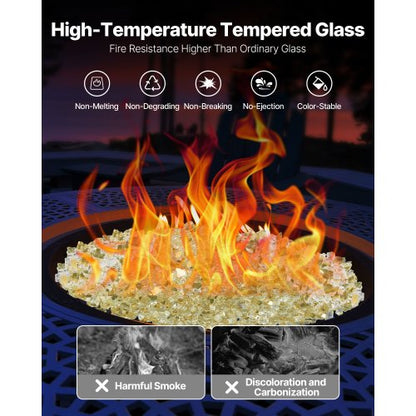 10 LBS Fire Glass 1/2-Inch Fire Glass Stones for Fire Pit Table Gold | EU