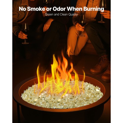 10 LBS Fire Glass 1/2-Inch Fire Glass Stones for Fire Pit Table Gold | EU