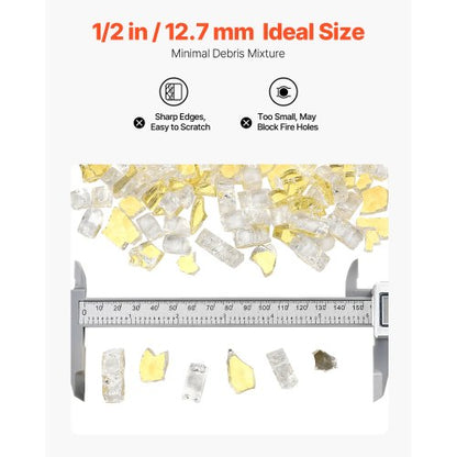 10 LBS Fire Glass 1/2-Inch Fire Glass Stones for Fire Pit Table Gold | EU