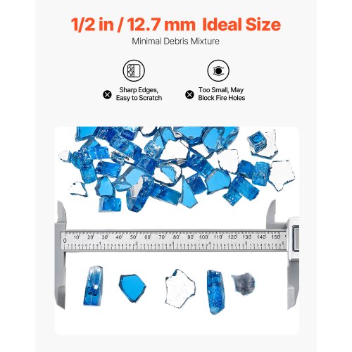 4.5 kg fire glass 1.25 cm fireplace glass stones for fireplace Pacific Blue | EU