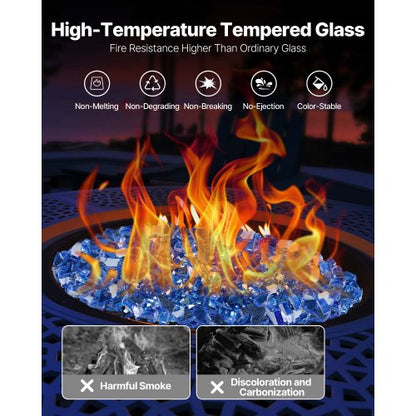 4.5 kg fire glass 1/4-inch fire glass stones for fireplace, cobalt blue | EU