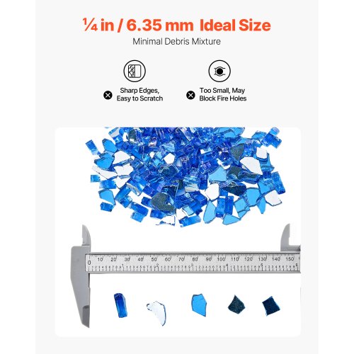 4.5 kg fire glass 1/4-inch fire glass stones for fireplace, cobalt blue | EU