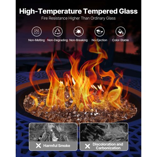 10 LBS Fire Glass 1/4-Inch Fire Glass Stones for Fire Pit Table Copper | EU