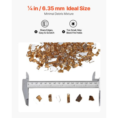 10 LBS Fire Glass 1/4-Inch Fire Glass Stones for Fire Pit Table Copper | EU