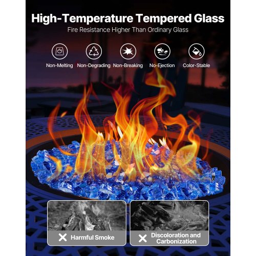 14.5 kg fire glass 1.25 cm fire glass stones for fireplace, cobalt blue | EU