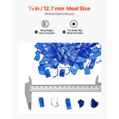 14.5 kg fire glass 1.25 cm fire glass stones for fireplace, cobalt blue | EU