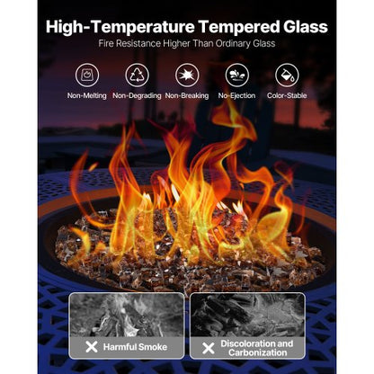 20 LBS Fire Glass 1/2-Inch Fire Glass Stones for Fire Pit Table Copper | EU