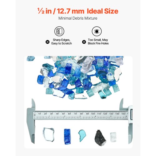 4.5 kg fire glass 1.25 cm fire glass stones for fireplace, 3 colors | EU
