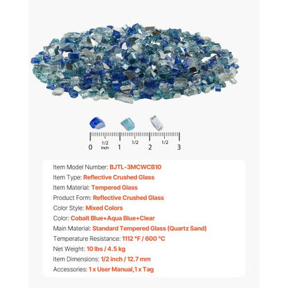 4.5 kg fire glass 1.25 cm fire glass stones for fireplace, 3 colors | EU