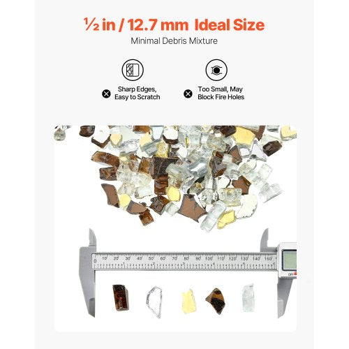 4.5 kg fire glass 1.25 cm fire stones for fireplace, copper, gold, clear | EU