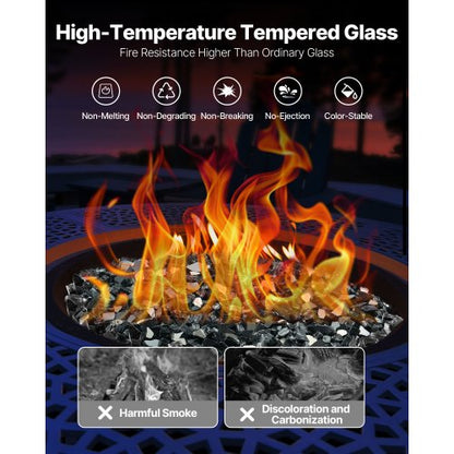 10 LBS Fire Glass 1/2-Inch Fire Glass Stones for Fire Pit Table Black | EU