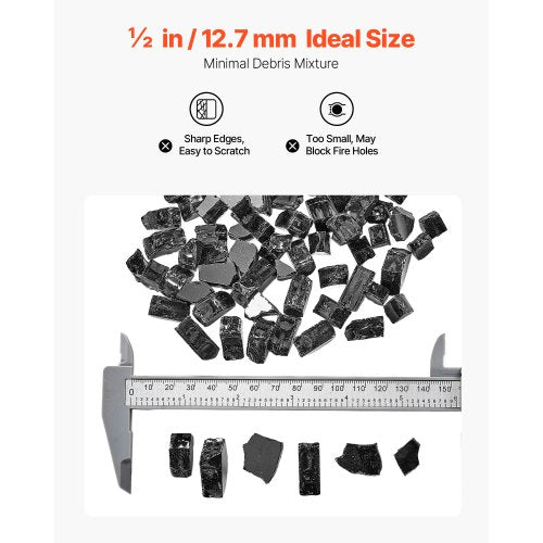 10 LBS Fire Glass 1/2-Inch Fire Glass Stones for Fire Pit Table Black | EU