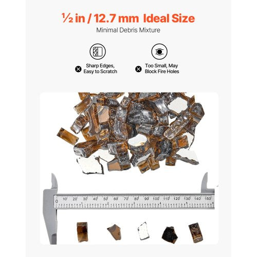 10 LBS Fire Glass 1/2-Inch Fire Glass Stones for Fire Pit Table Copper | EU