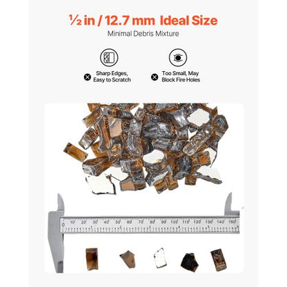 10 LBS Fire Glass 1/2-Inch Fire Glass Stones for Fire Pit Table Copper | EU