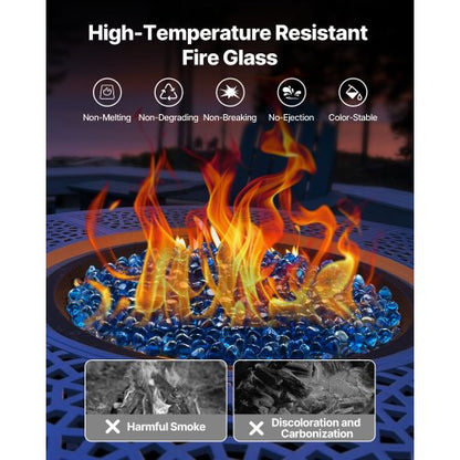 4.5 kg fire glass 2.5 cm fire glass stones for fireplace, Caribbean blue | EU