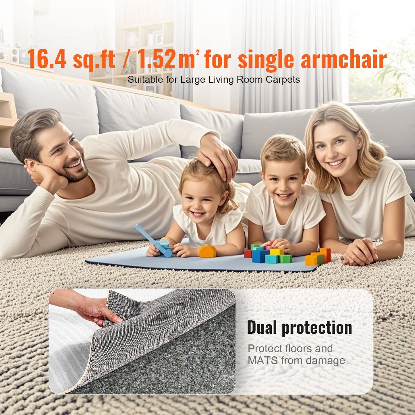 Non-slip carpet gripper 25 x 94.5 inch 0.24" carpet thick for floor