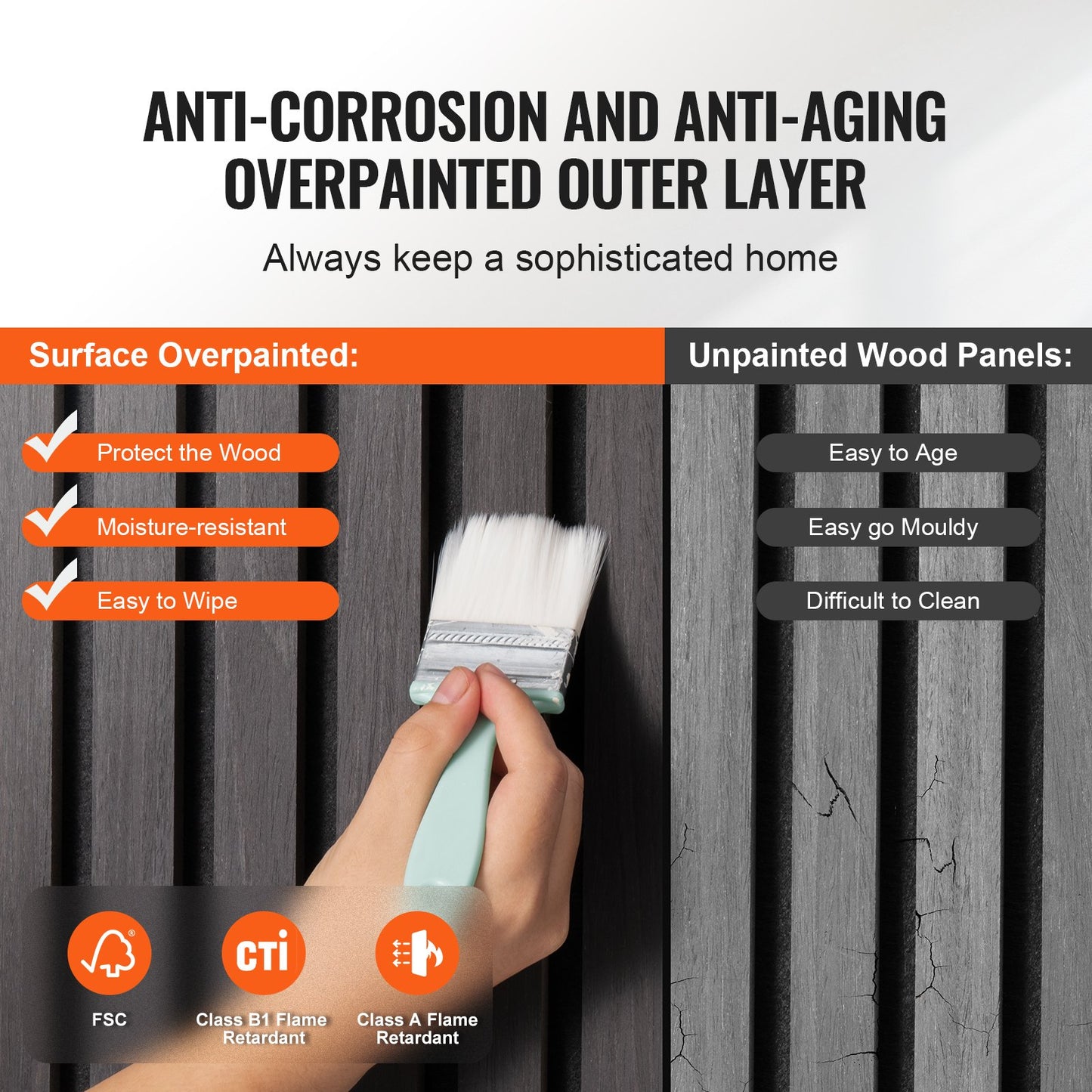 Trälameller akustikpaneler 23,6 x 47,2 tum för modern väggdekor svart ek