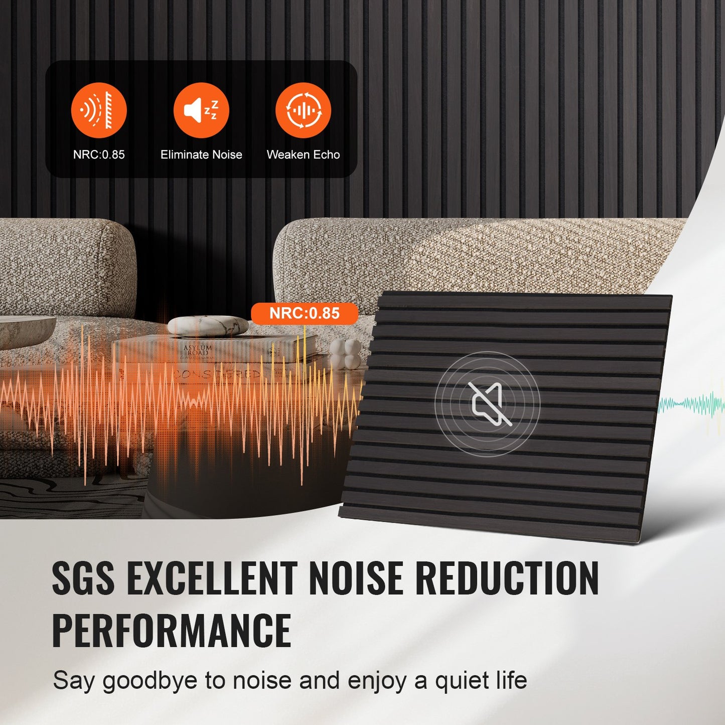 Trälameller akustikpaneler 23,6 x 47,2 tum för modern väggdekor svart ek