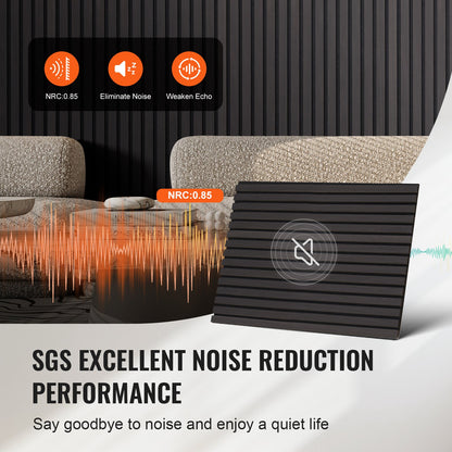 Trälameller akustikpaneler 23,6 x 47,2 tum för modern väggdekor svart ek