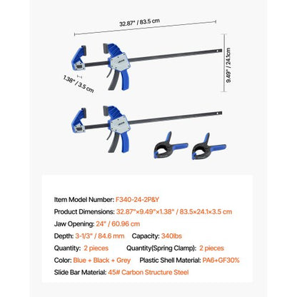 Träklämmor 2-pack 60,96 cm Enhandsklämma/Spridare 154 kg
