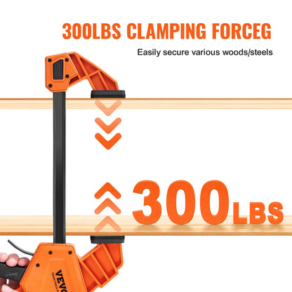 Stångklämmor för träbearbetning, 2-pack 24" enhandsklämma/spridare, snabbbytesklämma F med 300 lbs lastgräns, höghållfast plast och kolstål, träklämmor för träbearbetning av metall