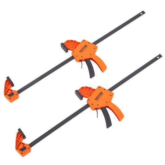 Stångklämmor för träbearbetning, 2-pack 24" enhandsklämma/spridare, snabbbytesklämma F med 300 lbs lastgräns, höghållfast plast och kolstål, träklämmor för träbearbetning av metall