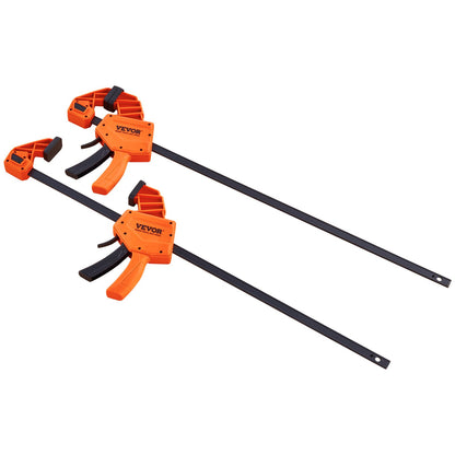 Stångklämmor för träbearbetning, 2-pack 24" enhandsklämma/spridare, snabbbytesklämma F med 300 lbs lastgräns, höghållfast plast och kolstål, träklämmor för träbearbetning av metall