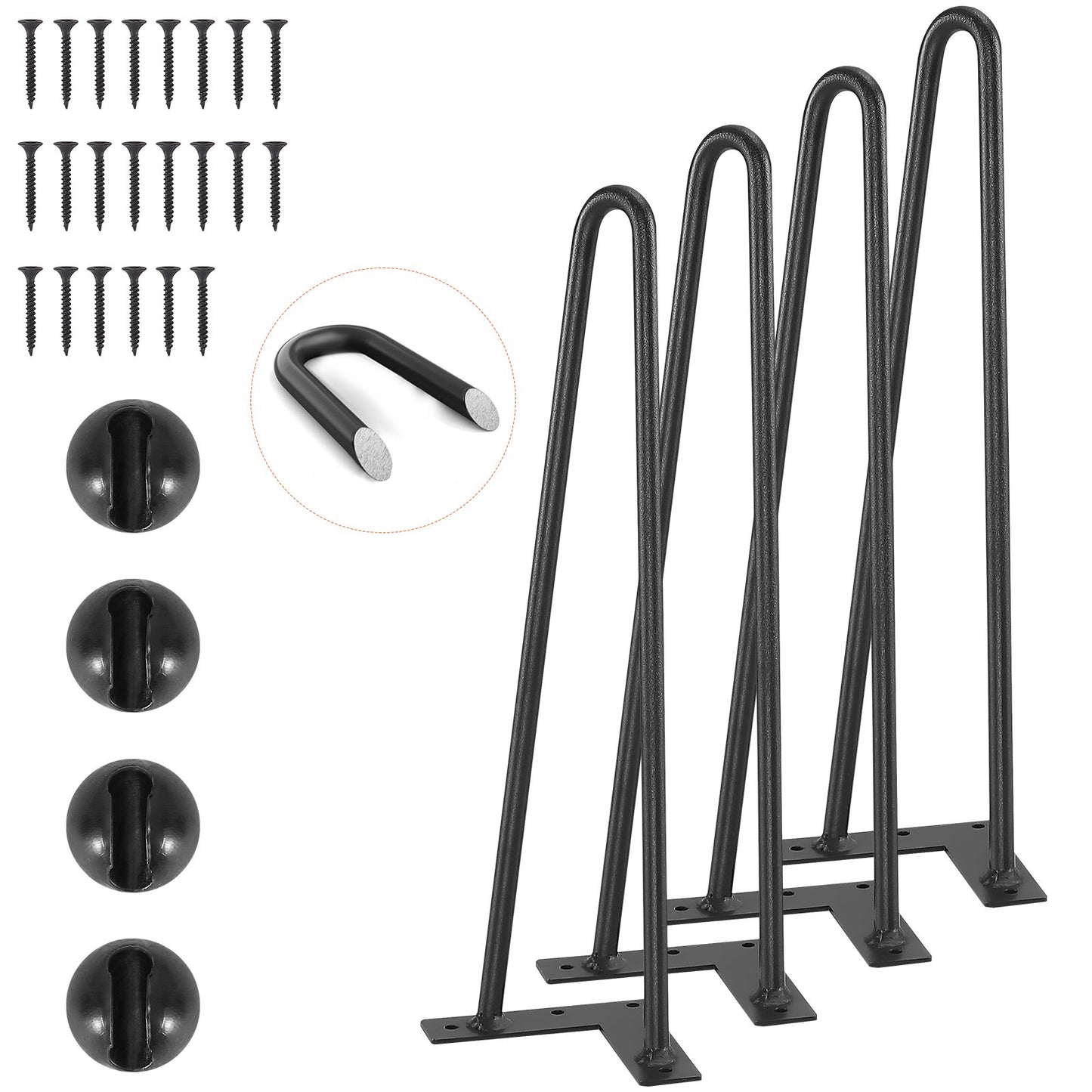 406,4 mm Haarnadel-Möbelbeine, DIY-Metallprojekte für Nachttische, Couchtische, Schreibtische, 226,8 kg Tragkraft mit Gummi-Bodenschonern, Hochleistungsmetall, stabile moderne Tischbeine, 4 Stück.