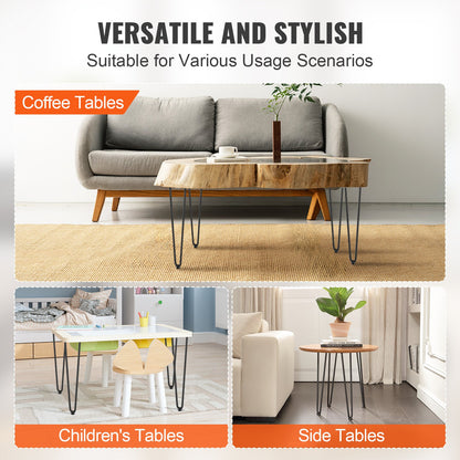 482.6MM Hairpin Furniture Legs, DIY Metal Projects for Nightstands, Coffee Tables, Desks, 226.8kg Load Capacity with Rubber Floor Protectors, Heavy Duty Metal, Sturdy Modern Table Legs, 4 Pcs.