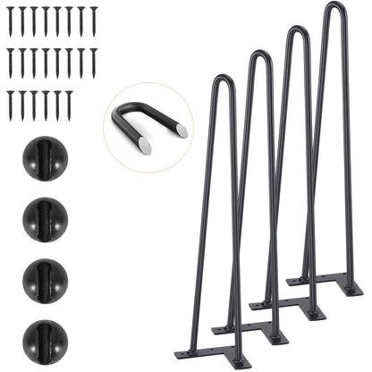 482.6MM Hairpin Furniture Legs, DIY Metal Projects for Nightstands, Coffee Tables, Desks, 226.8kg Load Capacity with Rubber Floor Protectors, Heavy Duty Metal, Sturdy Modern Table Legs, 4 Pcs.