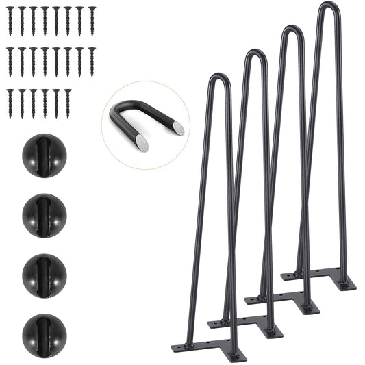 482.6MM Hairpin Furniture Legs, DIY Metal Projects for Nightstands, Coffee Tables, Desks, 226.8kg Load Capacity with Rubber Floor Protectors, Heavy Duty Metal, Sturdy Modern Table Legs, 4 Pcs.