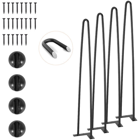 711,2 MM Hårnålsmöbelben, gör-det-själv-projekt i metall för nattduksbord, soffbord, skrivbord, 226,8 kg belastningskapacitet med golvskydd av gummi, tunga metall, robusta moderna bordsben, 4 st.